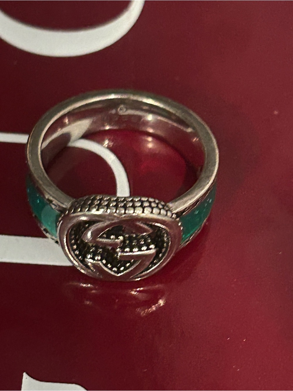 New Gucci Silver & Turquoise Heart Ring with.  Retail was $560.
